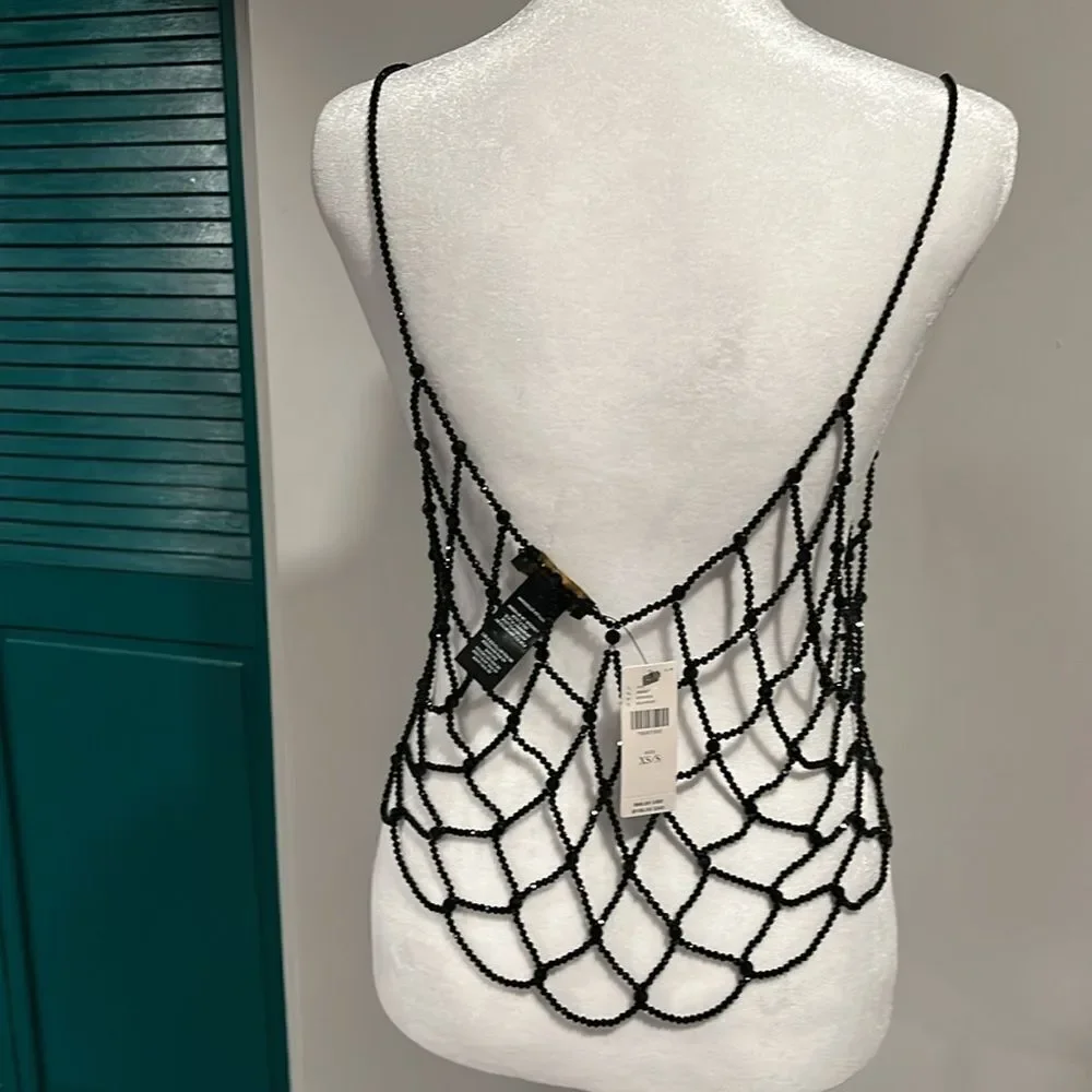 Anthropologie NWT Current Air BLACK Beaded Tank XS/S - Picture 6 of 10